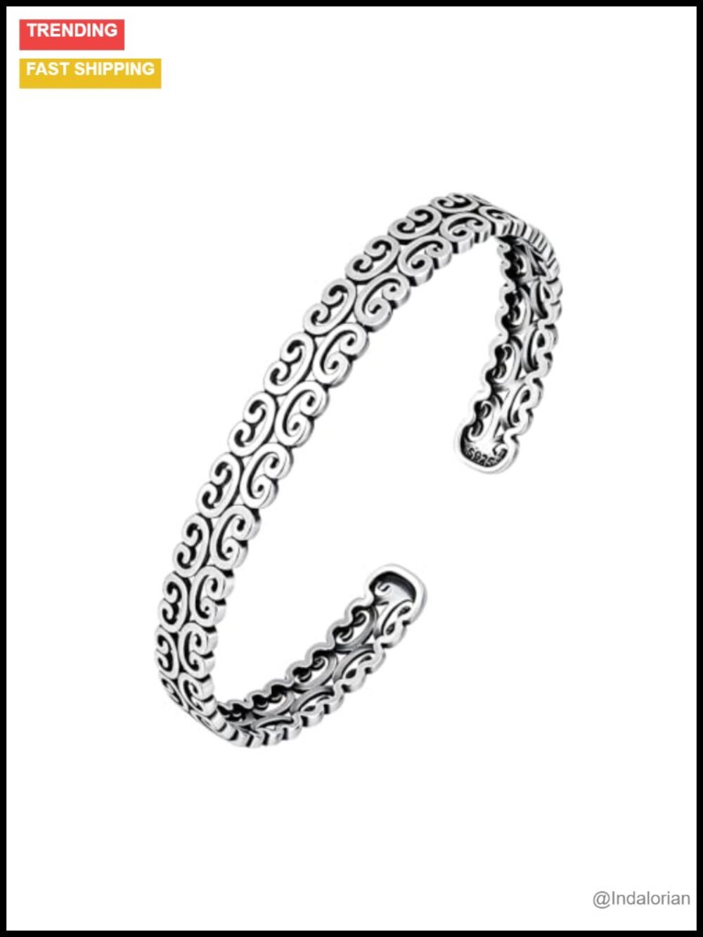 Sterling Silver Adjustable Open Cuff Bracelet Stackable for Women